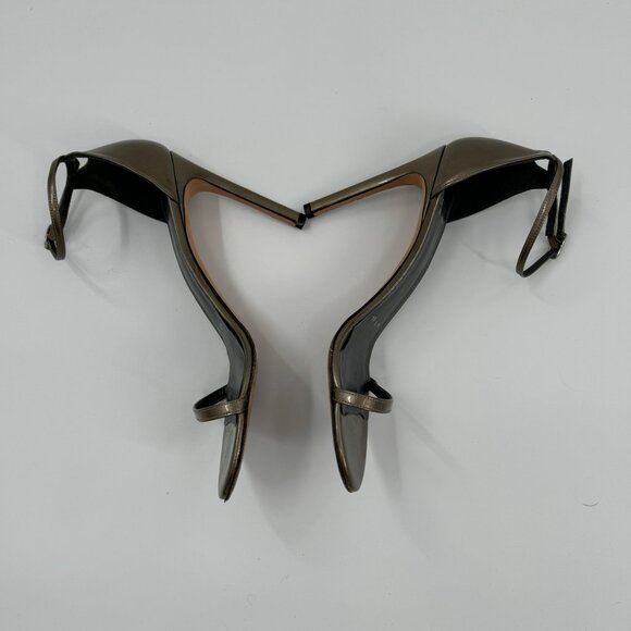 Stuart Weitzman Iconic Nudistsong Ankle Metallic Leather Strappy High Heel Sanda - Picture 4 of 10